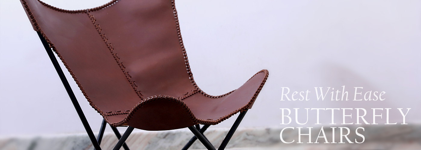 Leather butterfly chairs